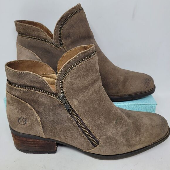 Born Malta Bootie Womens Taupe Brown Sz 11 M EU43 Ankle Distressed Suede Leather - Picture 6 of 8